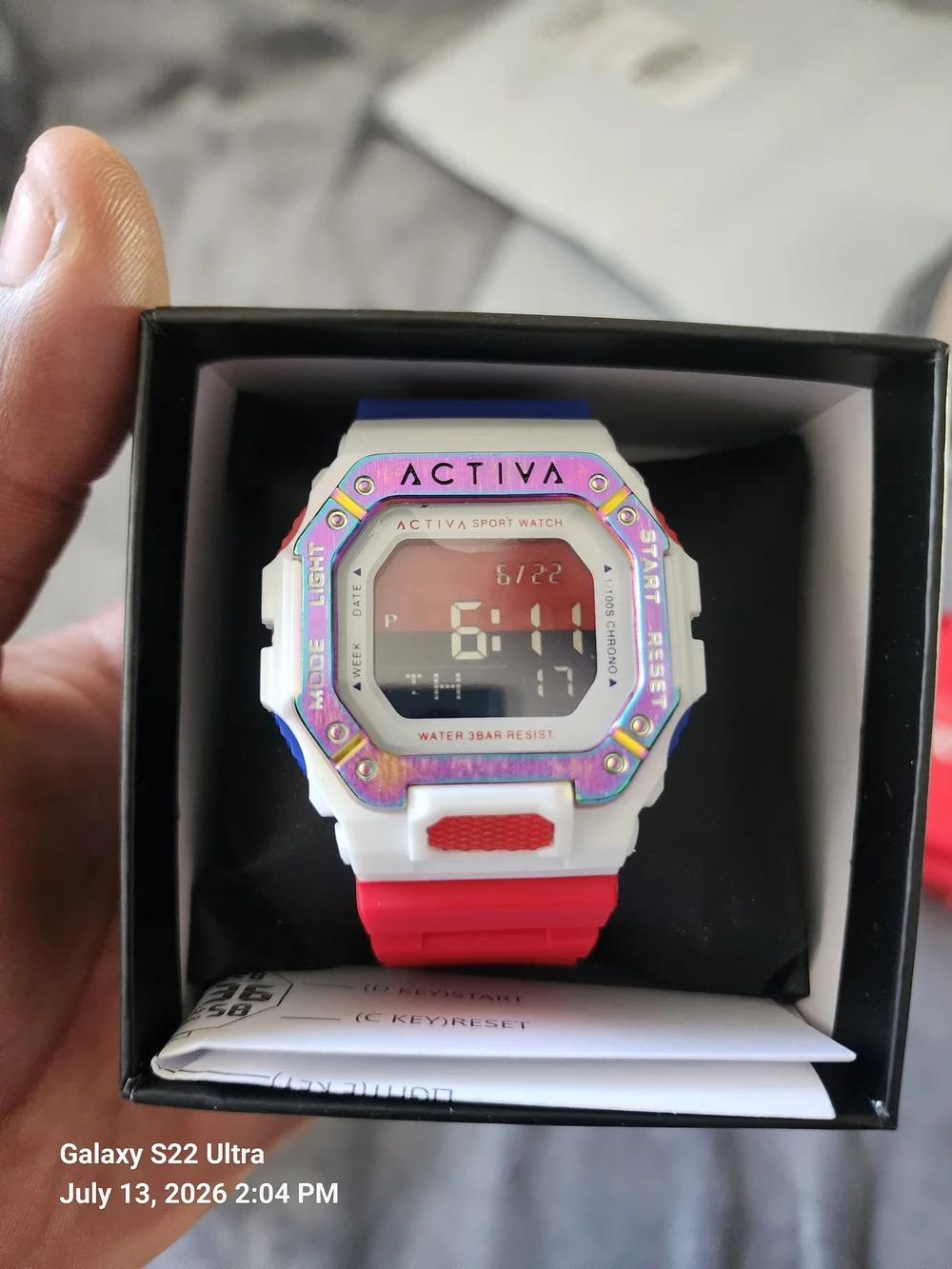 Activa Red & Blue Digital Sport Watch with White Case